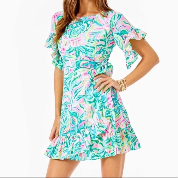 Lilly Pulitzer Dresses & Skirts - Lilly Pulitzer Darlah Stretch Wrap Dress NWOT size 12 colorful